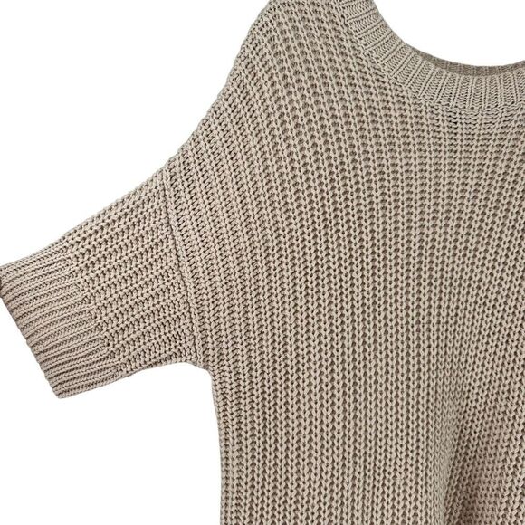 Chunky Oversized Tunic Sweater Short Sleeve H&M Beige Neutral Size M Oversized - Picture 3 of 8